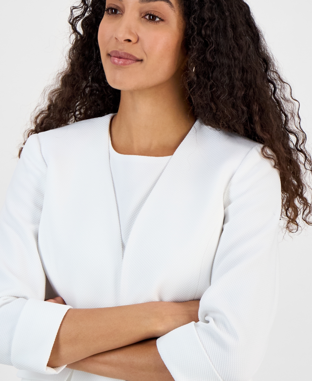 Kasper Plus Size Open Front Blazer In Lily White