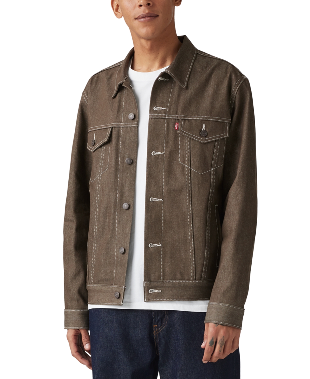 Levi's Trucker Jacket In Dk Brown Stf