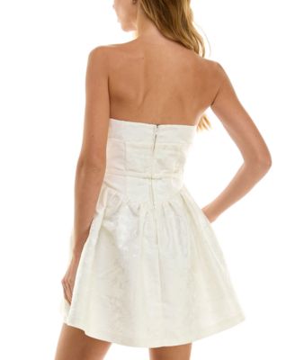 Women's Jacquard Strapless Belted Dress