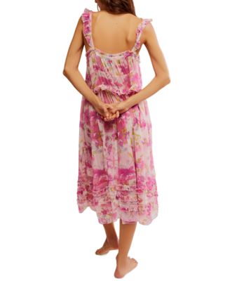 Women's Moon Phase Printed Midi Nightgown