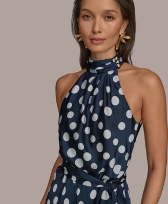 【Donna Karan New York】Polka Dot High-Neck Dress Donna Karan New York Women's Polka Dot High-Neck Dress - Macy's