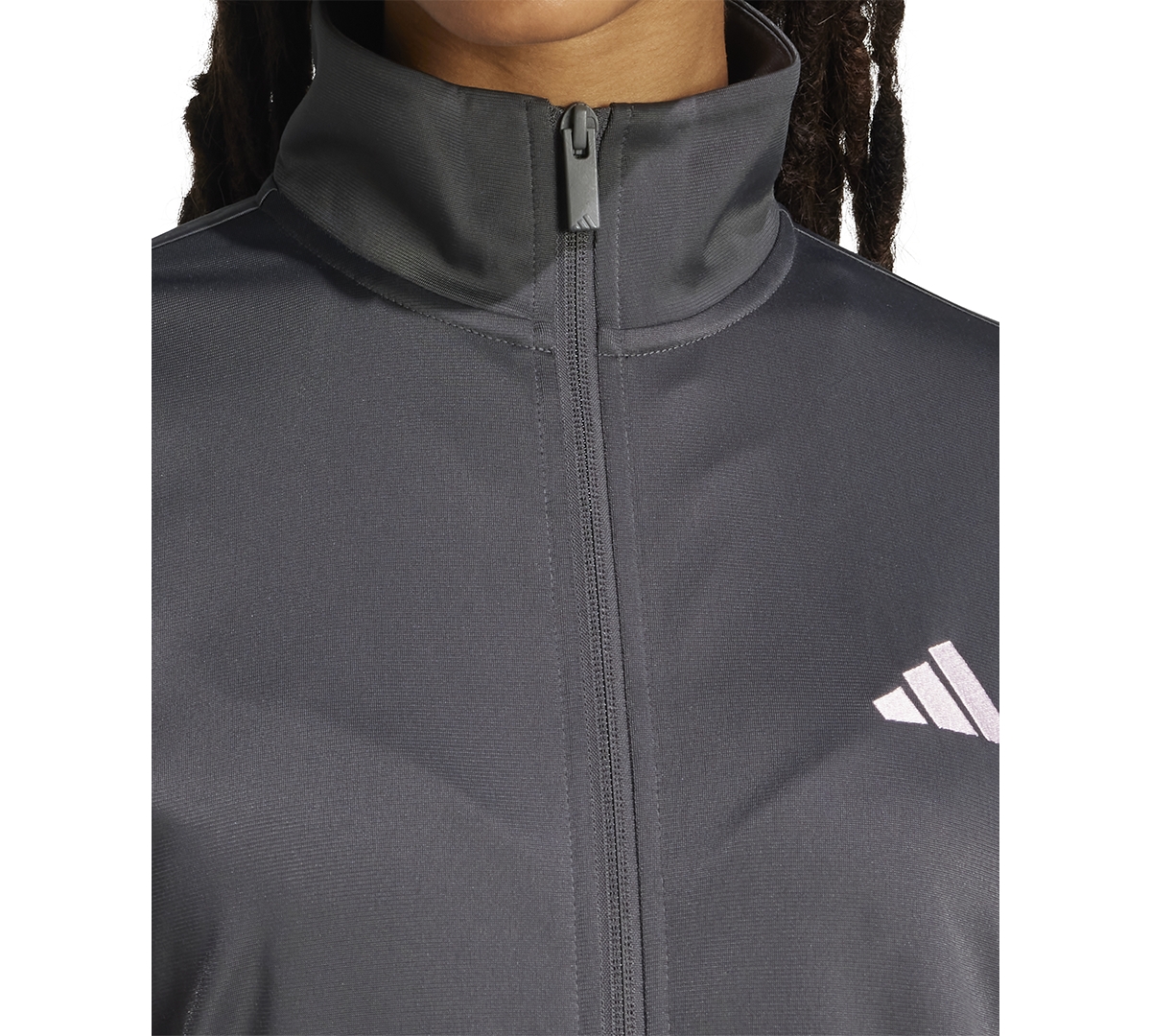 Adidas Originals Women's 3-stripe Tricot Track Jacket, Xs-4x In Grey Six,clear Pink