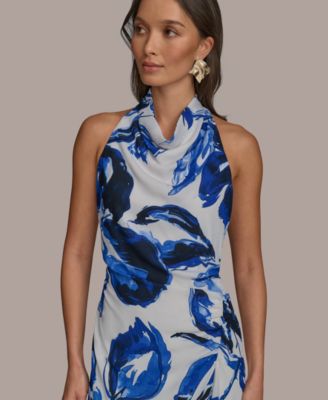 Donna Karan New York Women's Printed Mock-Neck Midi Dress