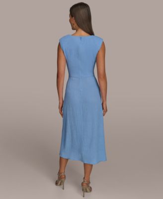 【Donna Karan New York】Petite Jewel-Neck Side-Ruched Dress Donna Karan New York Petite Jewel-Neck Side-Ruched Dress