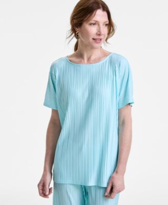 JM Collection - Women's Pliss&eacute; Dolman Short-Sleeve Top