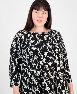 Plus Size Printed High-Low Swing Top, Exclusively at Macy's
