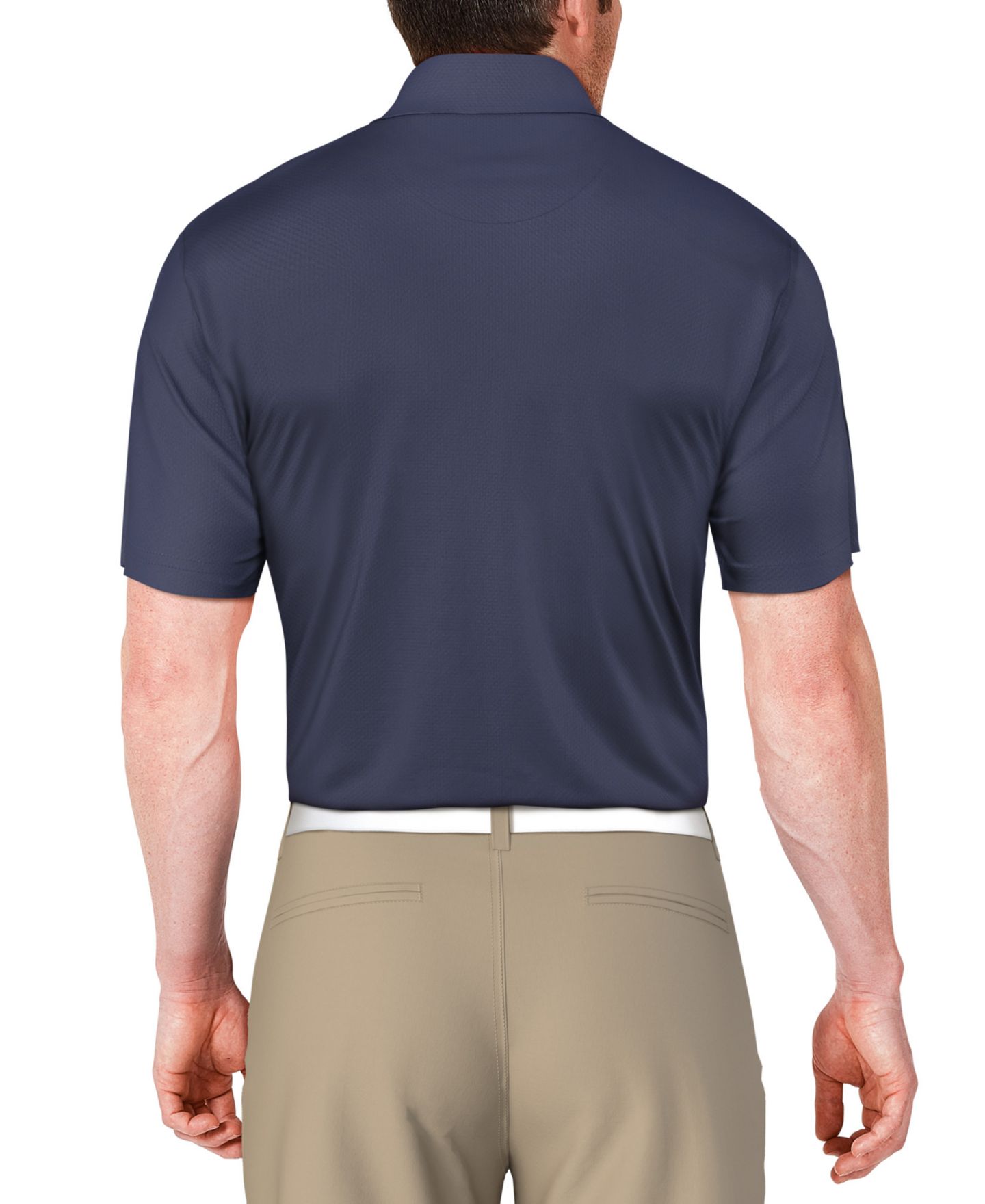 Мужское поло PGA TOUR Stripe Print Short Sleeve Golf Polo Shirt, цвет: Синий индиго — фото 2