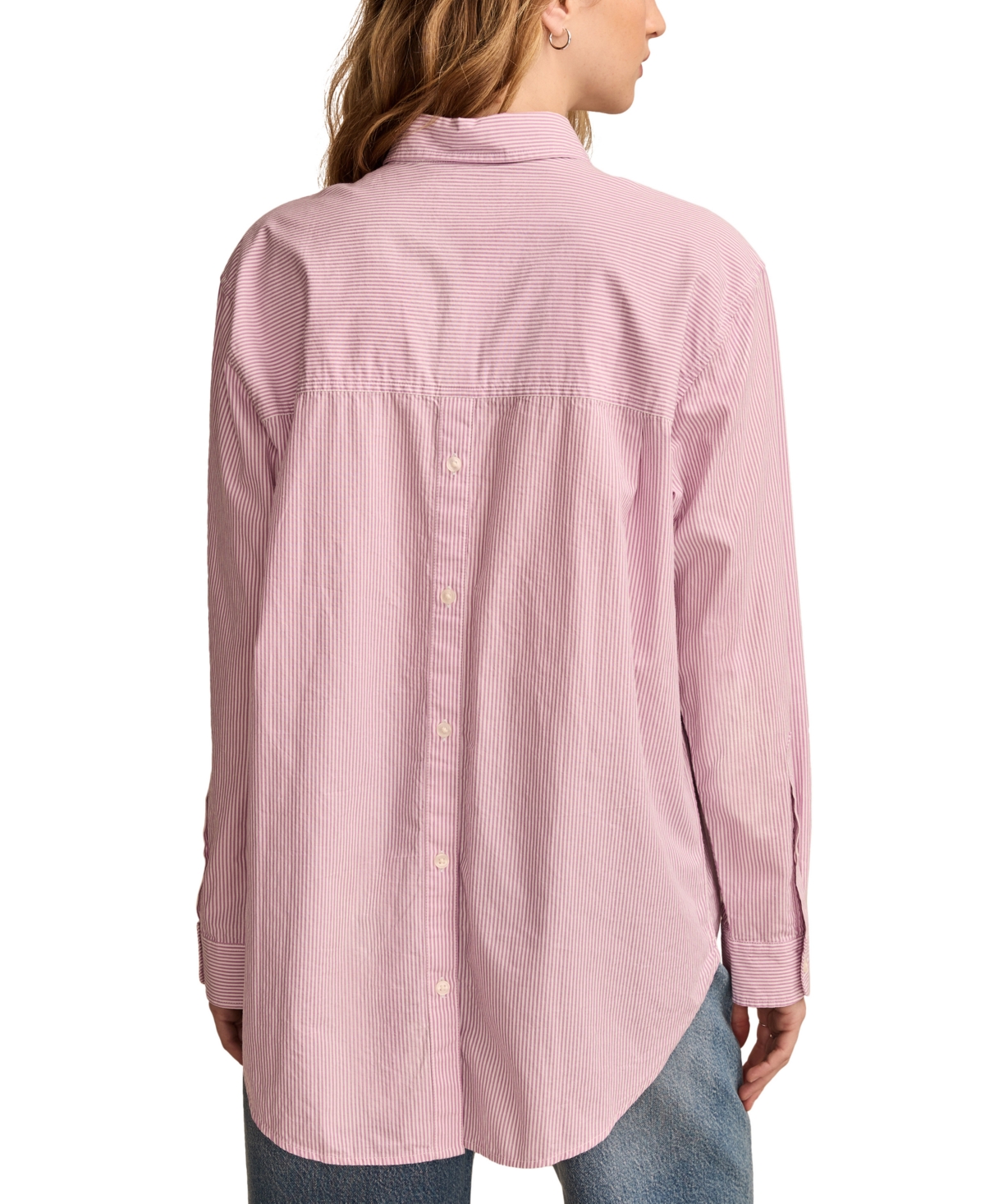 LUCKY BRAND WOMEN'S COTTON POPLIN OVERSIZED BUTTON-BACK SHIRT 