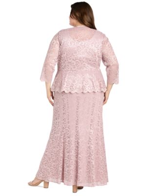 Plus Size Metallic Lace Jacket and Dress  