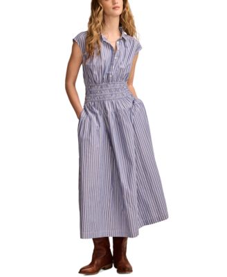Lucky Brand - Women's Cotton Smocked-Waist Midi Dress