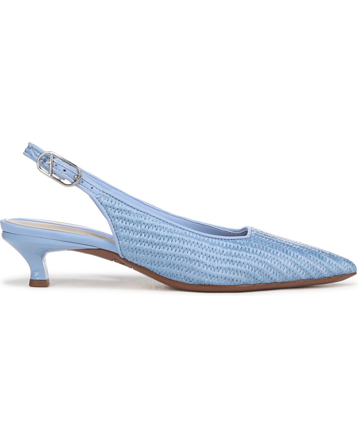 Franco Sarto Women's Marlow 3 Pointed Toe Slingback Kitten Heel Pumps In Denim Blue Raffia
