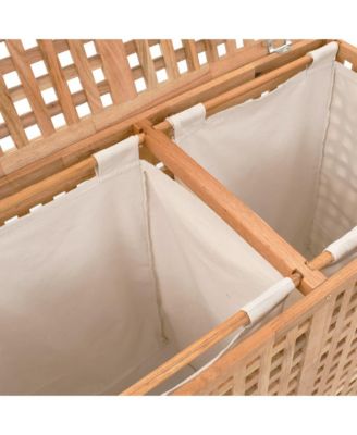 Laundry Bin 34.4&amp;quot;x18.1&amp;quot;x26.4&amp;quot; Solid Wood Walnut