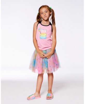 Big Girls Organic Cotton Racerback Tank Top Candy Pink And Black