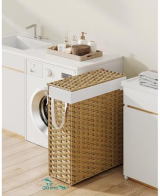 14.5-Gallon Rattan-Style Clothes Basket with Handles, Goose Yellow