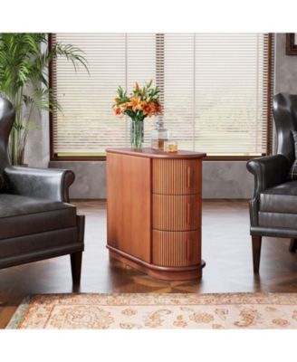 Set of 2 Solid Wood End Tables, 3-Drawer Slim Sofa Side Tables, No Assembly, Finished Back, Walnut for Living Room/Bedroom