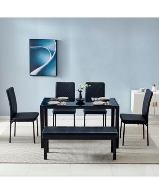 Simple Assembled Tempered Glass & Iron Dinner Table