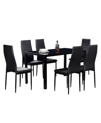 Simple Assembled Tempered Glass & Iron Dinner Table