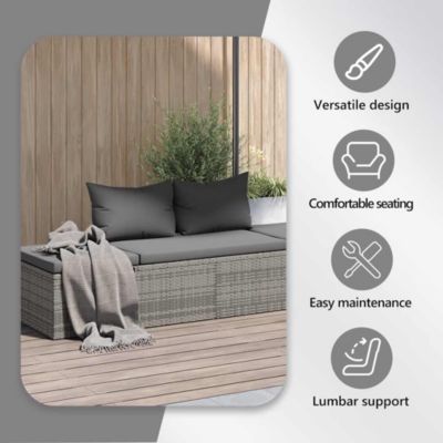 Patio Bed Gray 76.8"x23.6" Poly Rattan