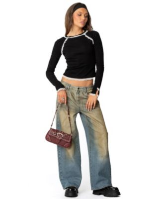 Womens Edith Lacey Ribbed Top