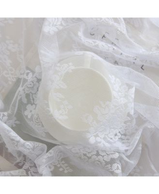 Jolene Floral Rod Pocket Lace Short Cafe Swags for Small Windows - 28 x 36 Inch Length (White Swags, Set of 2)