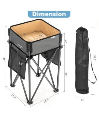 2 Pieces Folding Camping Tables with Large Capacity Storage Sink