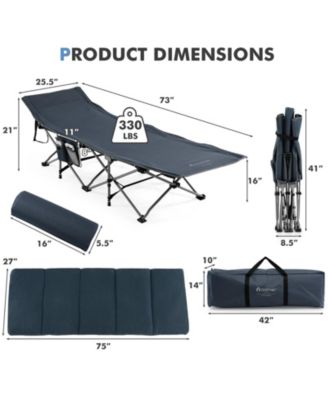 Folding Retractable Travel Camping Cot with Mattress and Carry Bag