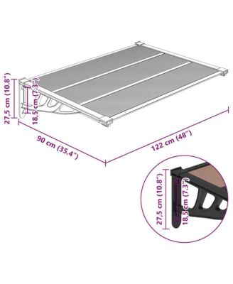 Door Canopy Black 48"x35.4" Polycarbonate