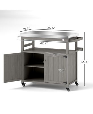 Grill Cart, Kitchen Island with Storage Cabinets,