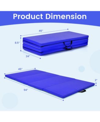 4-Panel Folding Gymnastics Mat with Carrying Handles for Home Gym