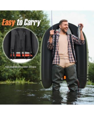 Inflatable Fishing Float Tube with Pump Storage Pockets and Fish Ruler