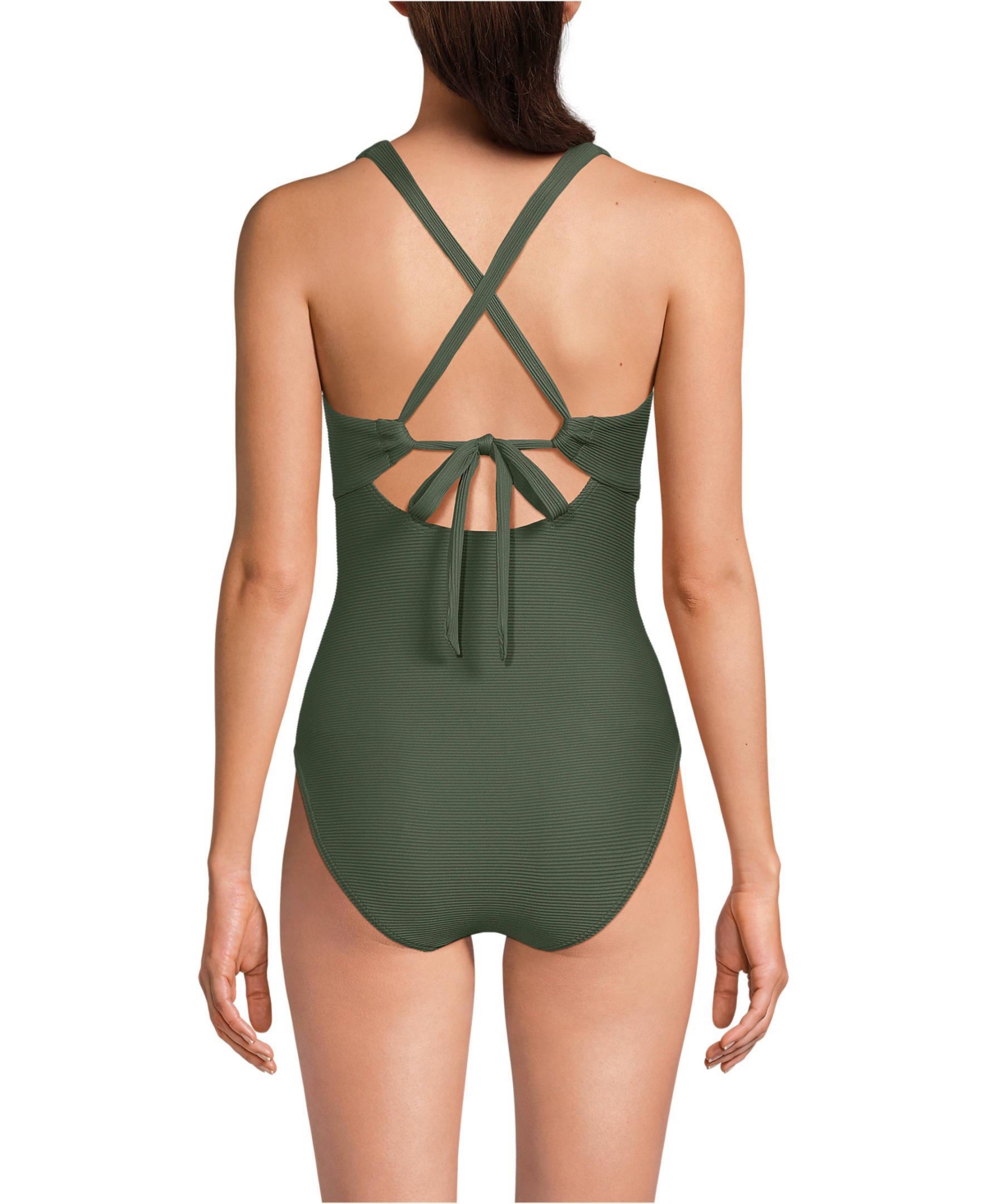 Lands' End Women's Ribbed Knot Front One Piece Swimsuit