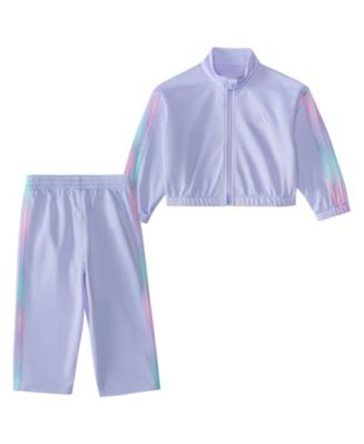 Baby Girls 2-Piece Long Sleeve Printed 3-Stripe Fashion Tricot Jacket & Pant Set