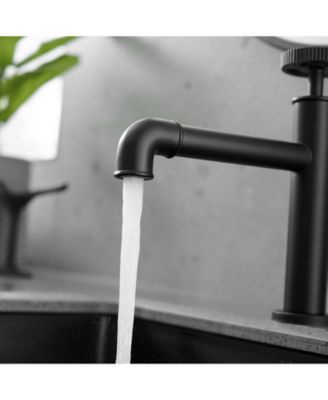 Industry Style Single Handle Single Hole Bathroom Faucet in Matte Black