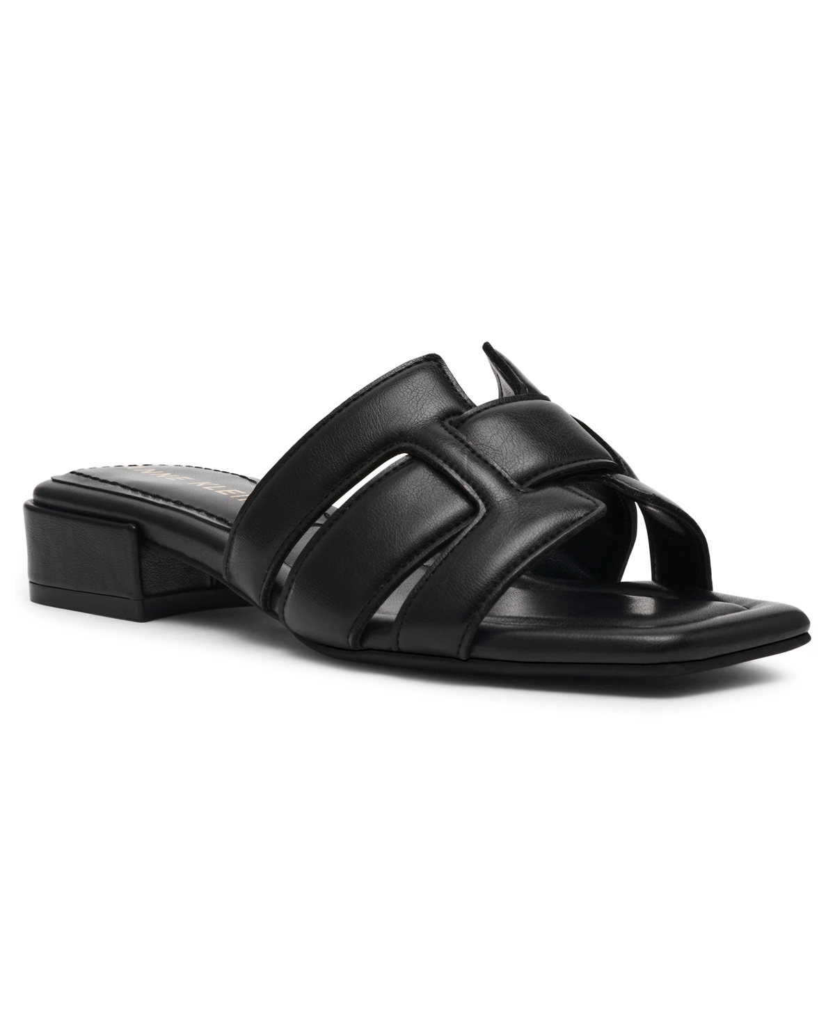 Anne Klein Women's Loyal Square Toe Slide Flat Sandals In Black Smooth
