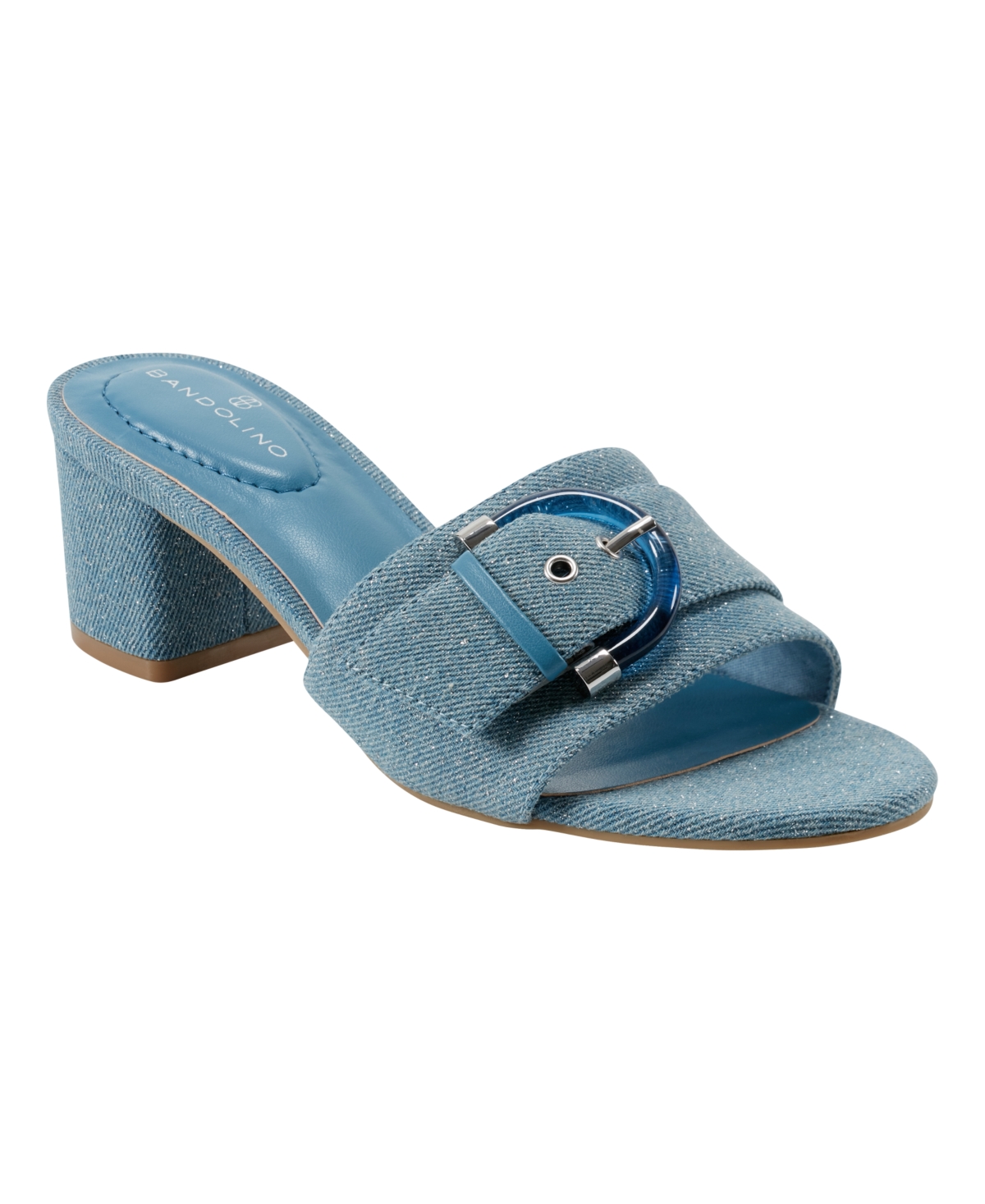 Women's Ardonna Buckle Block Heel Slip-On Sandals - Blue Denim
