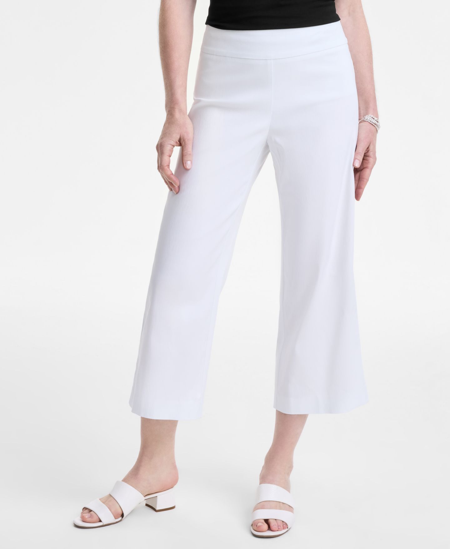 Женские брюки JM Collection Pull-On Cropped Wide-Leg, цвет: Яркий белый — фото 3