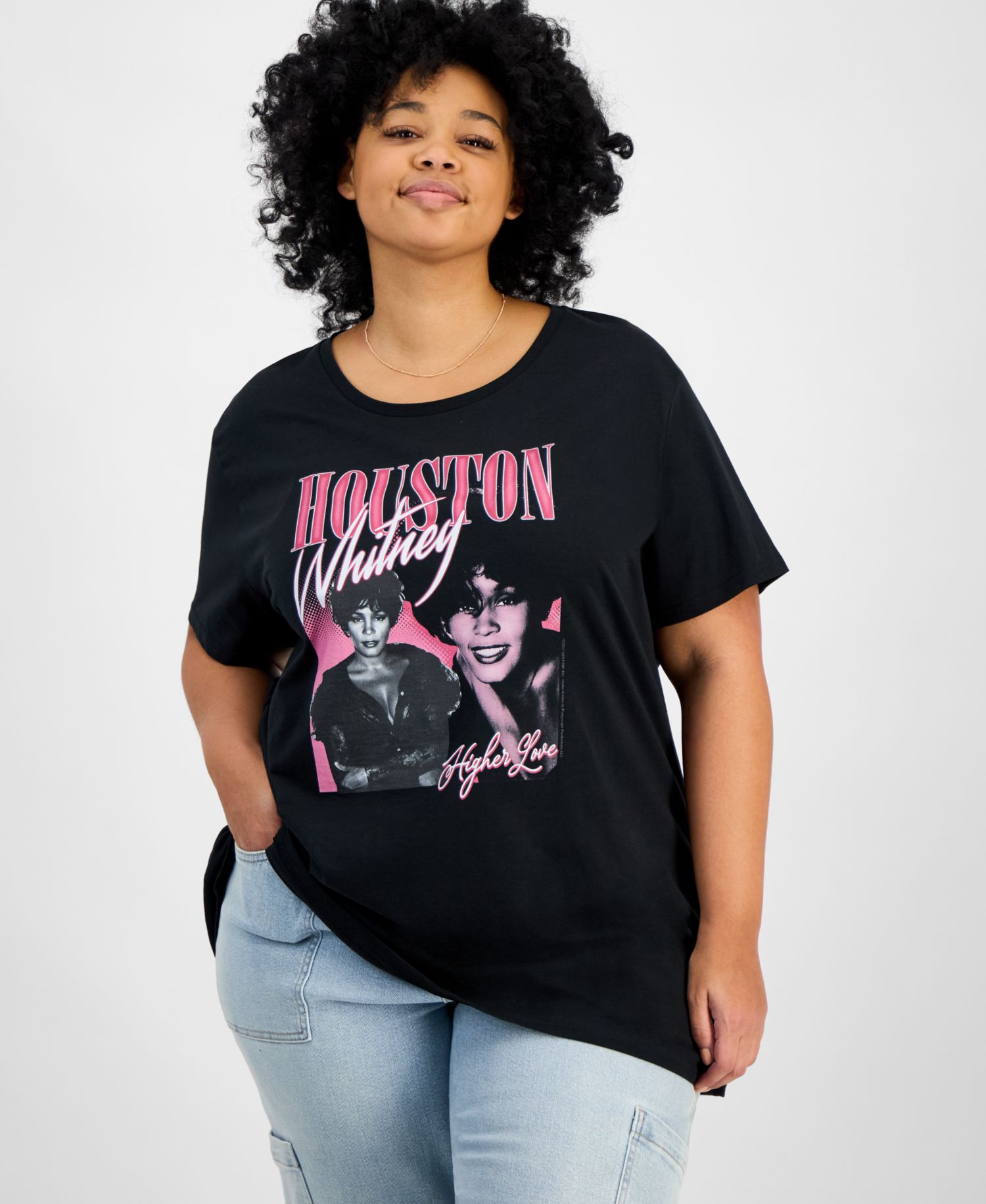 Trendy Plus Size Cotton Whitney Houston Graphic Tee