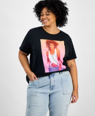Hybrid Apparel - Trendy Plus Size Cotton Whitney Houston Graphic Tee