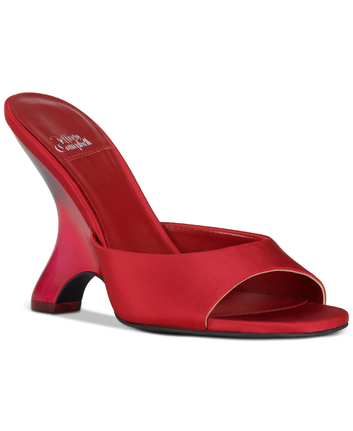 Jeffrey Campbell Mew-2 Sculpted Vinyl Wedge Sandals In Red Satin Combo