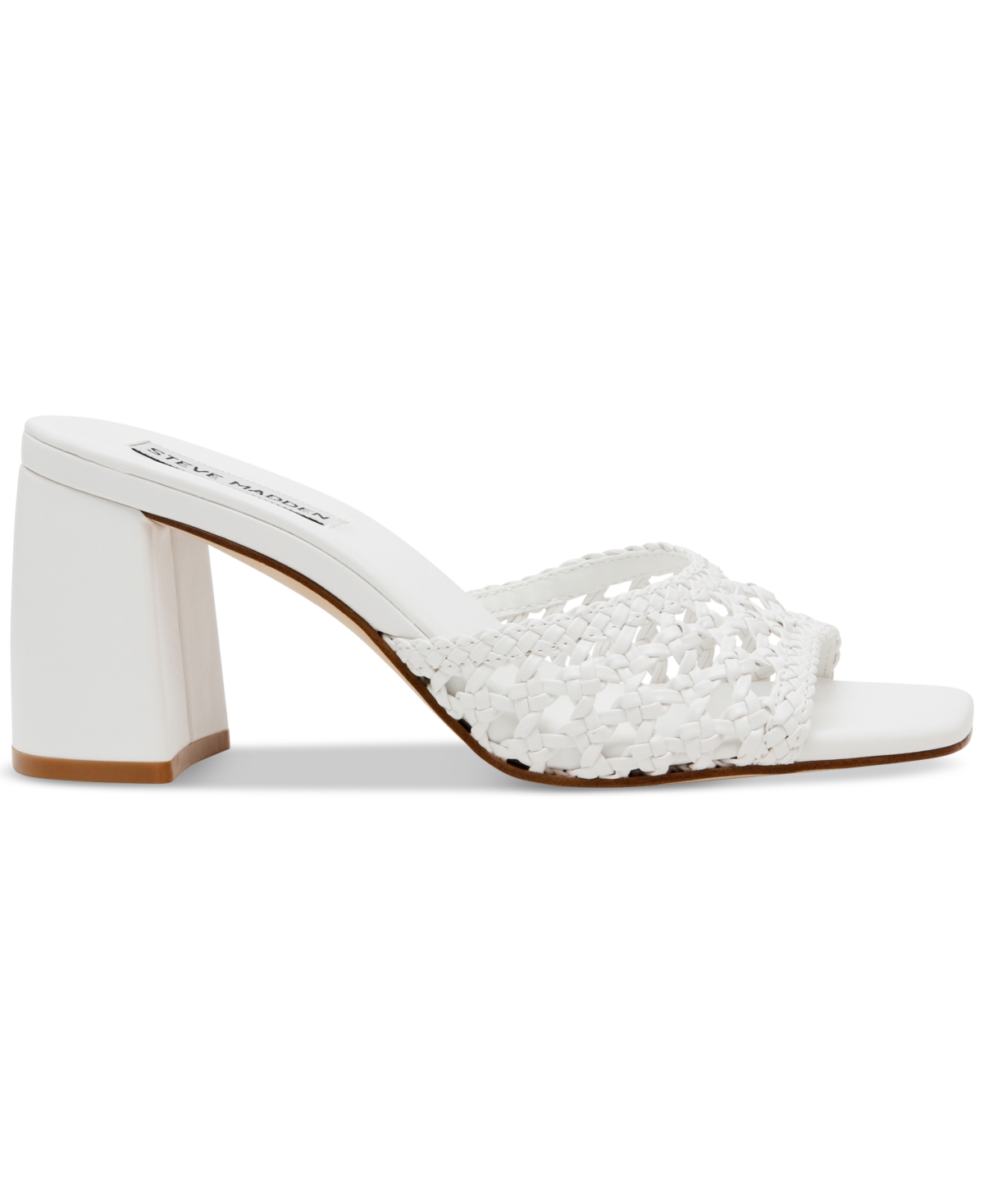 Shop Steve Madden Women's Mania Woven Block-heel Sandals In White