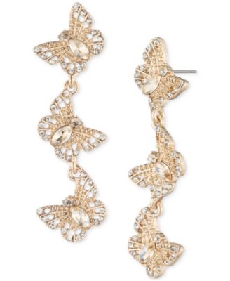 Marchesa - Gold-Tone Mixed Crystal Butterfly Linear Drop Earrings