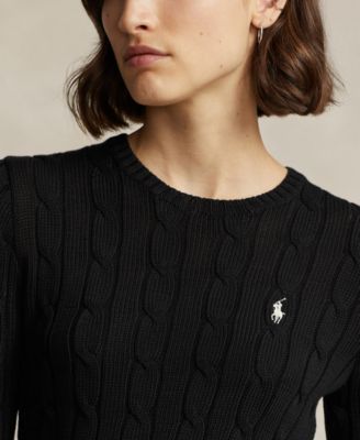 売れ筋商品|||ラルフローレン ニット&セーター アウター レディース Women's Cable-Knit Cotton Crewneck Sweater Polo Black/White Polo Ralph Lauren Women's Cable-Knit Cotton Crewneck Sweater