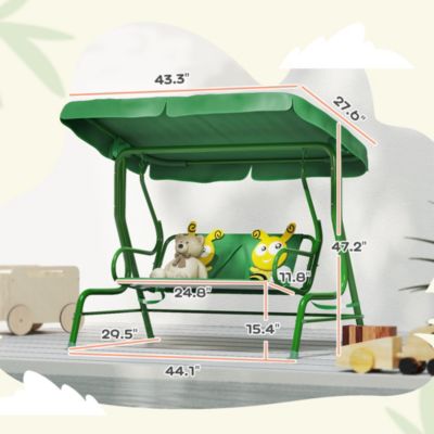 Kids Patio Swing, 2-Seater Outdoor Porch Swing Chair,