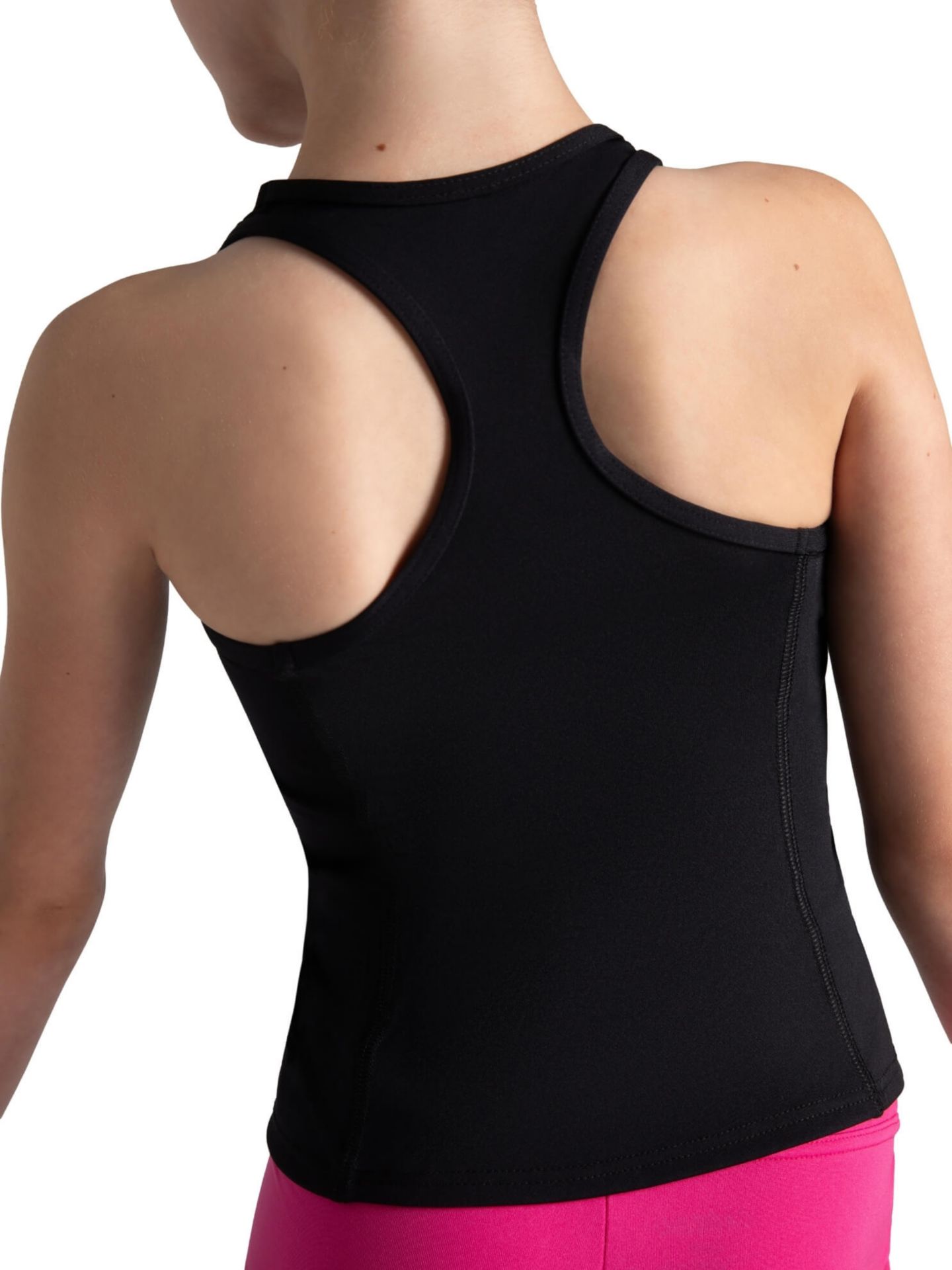 Детская майка Capezio Team Basics с вырезом-борцовкой для девочек, цвет: Чёрный — фото 3