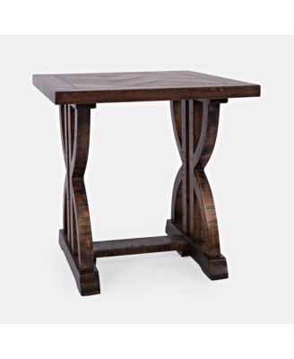 Fairview Transitional Herringbone Distressed Acacia End Table