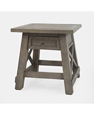 Outer Banks Reclaimed Pine USB Charging End Table - Driftwood