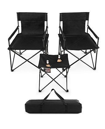 Outdoor Folding Camping Chairs and Table Set with Carrying Bag
