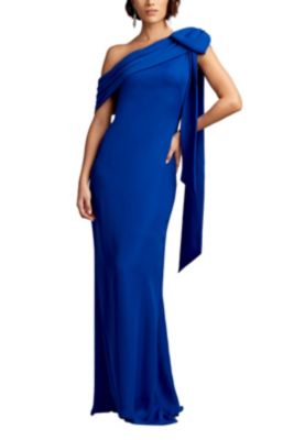 Women's Cassia Bow-Shoulder Crepe Gown