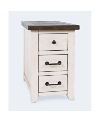1-Pc Reclaimed Pine USB-Powered 3-Drawer Chairside Table