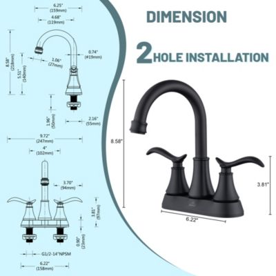 4 Inch 2-Handle Centerset Bathroom Sink Faucet with Drain and Supply Hose Faucet Mixer Double Handle Tap Deck Mounted Oil Rubbed Bronze
